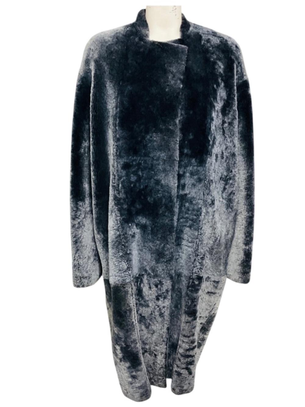 GIVENCHY GREY LAMB SHEARLING MID-LENGTH COAT